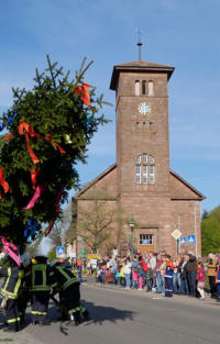 Bewirtung und Programm beim Maibaumstellen