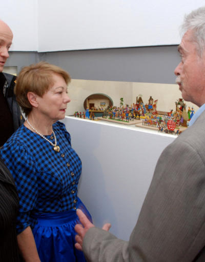 Dioramen mit Figuren aus Zinn
